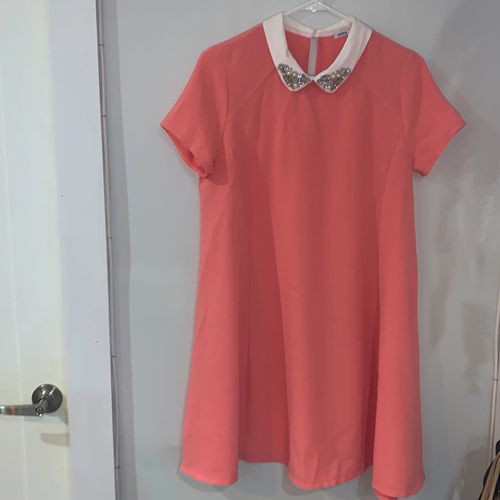 Short-Sleeve Pink Skater Dress